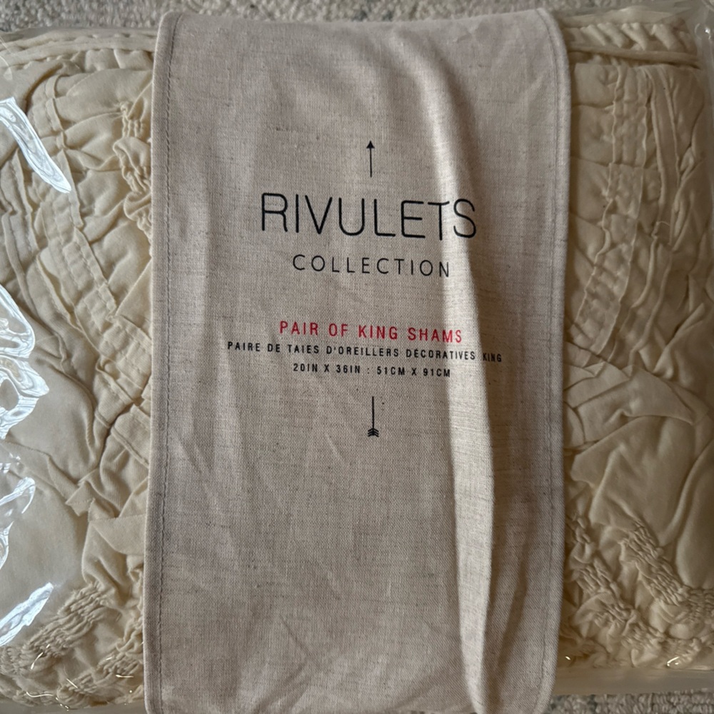Anthropologie Rivulets Collection Pair Neutral King Shams NIP